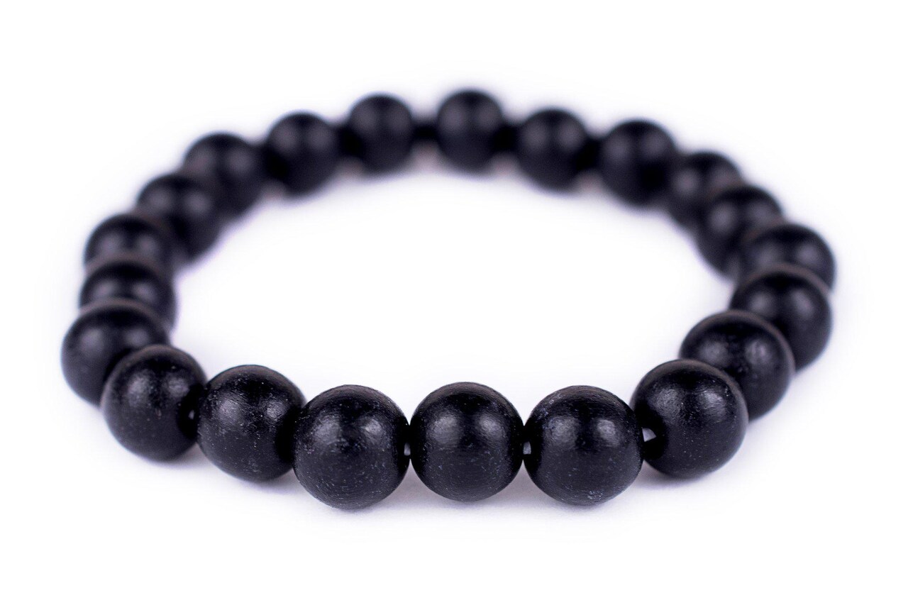 The Bead Chest Wood Stretch Bracelet, Black - Stackable Beaded Jewelry, Unisex for Men & Women